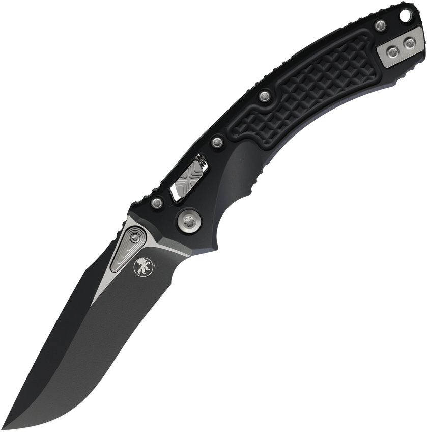 Microtech Amphibian Mini Ram-Lok Knife – 3.38" M390 Blade, Two-Tone, Black Frag Aluminum – Made in USA (137MRL-1FR)