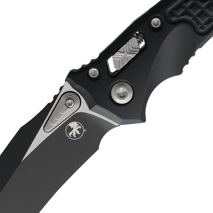 Microtech Amphibian Mini Ram-Lok Knife – 3.38" M390 Blade, Two-Tone, Black Frag Aluminum – Made in USA (137MRL-1FR)