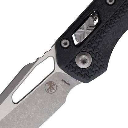 Microtech MSI Ram-Lok Knife – 3.75” Sheepsfoot Blade, Apocalyptic Finish, Black Tri-Grip Polymer, Manual – Made in USA (210T-10APPMBK)