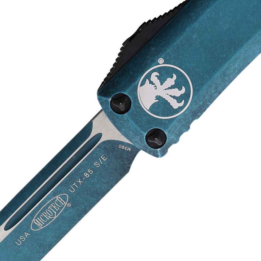 UTX-85 S/E OTF – Weathered Turquoise Aluminum Handle, Bohler M390 Blade – Made in USA (MCT2311WTQ)