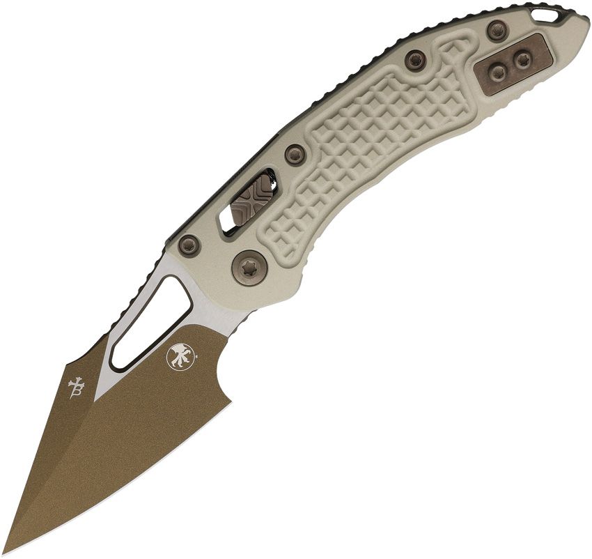 Microtech M-Stitch Ram-Lok Knife, 3" Blade, Champagne, Made in USA (169MRL-1FRCG-C19Z23)