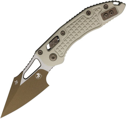 Microtech M-Stitch Ram-Lok Knife, 3" Blade, Champagne, Made in USA (169MRL-1FRCG-C19Z23)