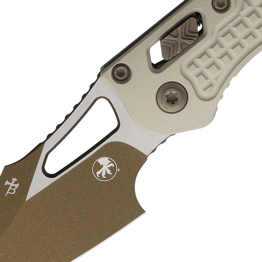 Microtech M-Stitch Ram-Lok Knife, 3" Blade, Champagne, Made in USA (169MRL-1FRCG-C19Z23)