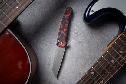 Pro-Tech Malibu 3.25" Knife – Del Fuego Anodized Aluminum, MagnaCut, Button Lock – Made in USA (5401-DF)