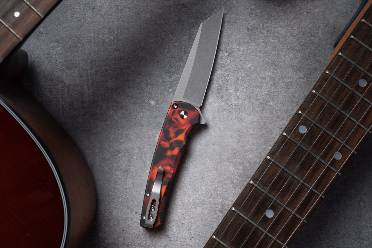 Pro-Tech Malibu 3.25" Knife – Del Fuego Anodized Aluminum, MagnaCut, Button Lock – Made in USA (5401-DF)
