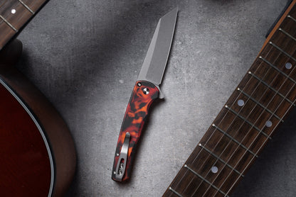 Pro-Tech Malibu 3.25" Knife – Del Fuego Anodized Aluminum, MagnaCut, Button Lock – Made in USA (5401-DF)