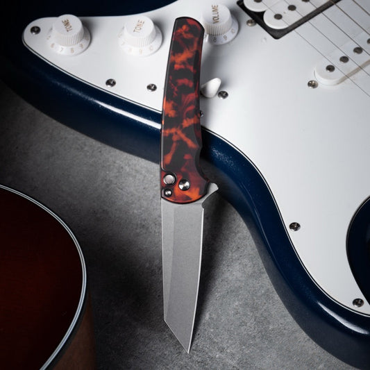 Pro-Tech Malibu 3.25" Knife – Del Fuego Anodized Aluminum, MagnaCut, Button Lock – Made in USA (5401-DF)