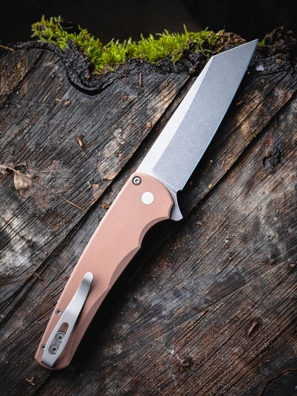 Pro-Tech Malibu Button Lock Knife, FDE Aluminum Handle, Stonewash MagnaCut Reverse Tanto Blade, 3.3″, Made in USA (5401-FDE)