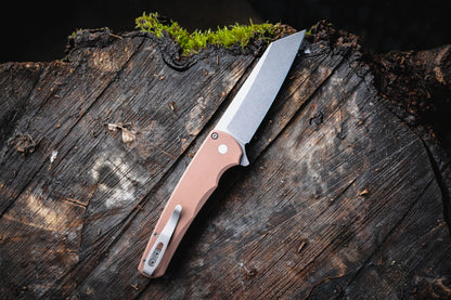 Pro-Tech Malibu Button Lock Knife, FDE Aluminum Handle, Stonewash MagnaCut Reverse Tanto Blade, 3.3″, Made in USA (5401-FDE)