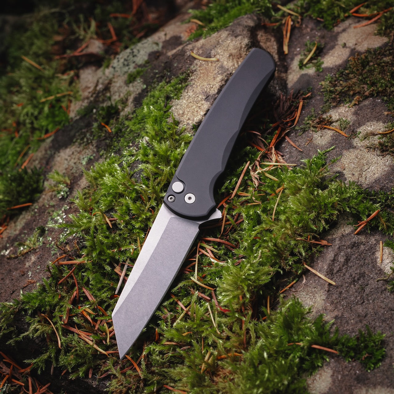 Pro-Tech Malibu Black 3.3 inch Magnacut Reverse Tanto Knife, Stonewash Blade, Blasted Hardware – Made in USA (5401)