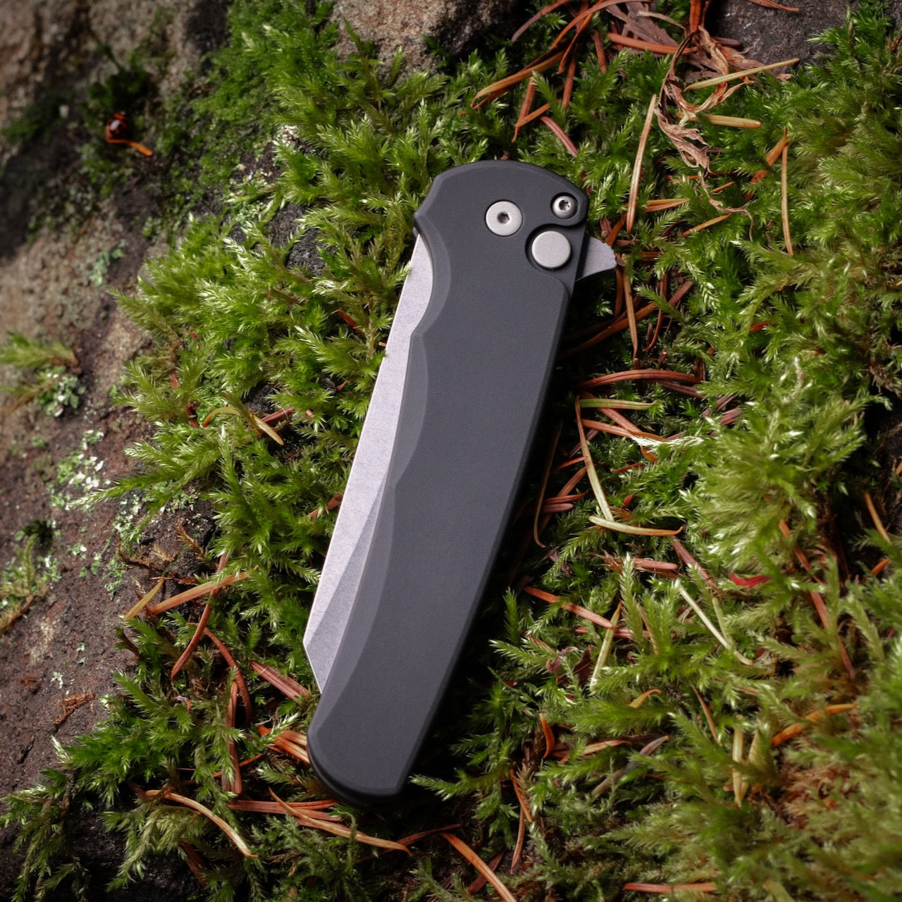 Pro-Tech Malibu Black 3.3 inch Magnacut Reverse Tanto Knife, Stonewash Blade, Blasted Hardware – Made in USA (5401)