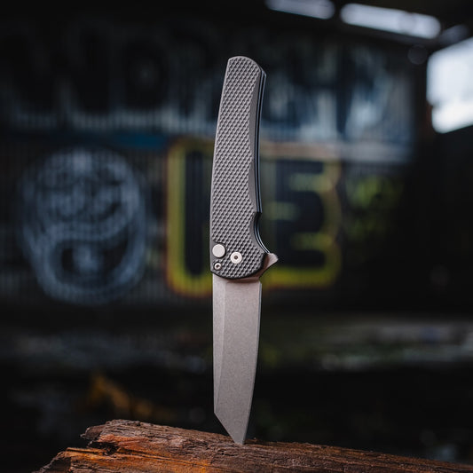 Pro-Tech Malibu 5405 Knife, Textured Black Handle, Stonewash Magnacut Reverse Tanto, Black Clip – Made in USA