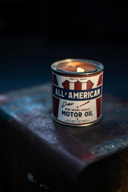 All American Maker Motor Oil Candle – 8oz, 100% USA Made Soy Wax