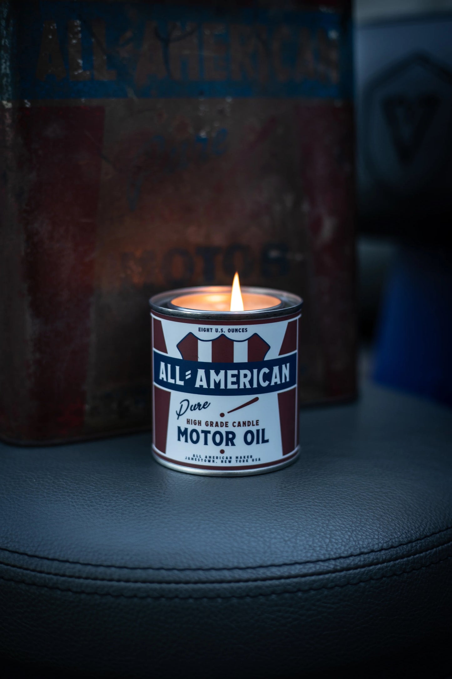 All American Maker Motor Oil Candle – 8oz, 100% USA Made Soy Wax
