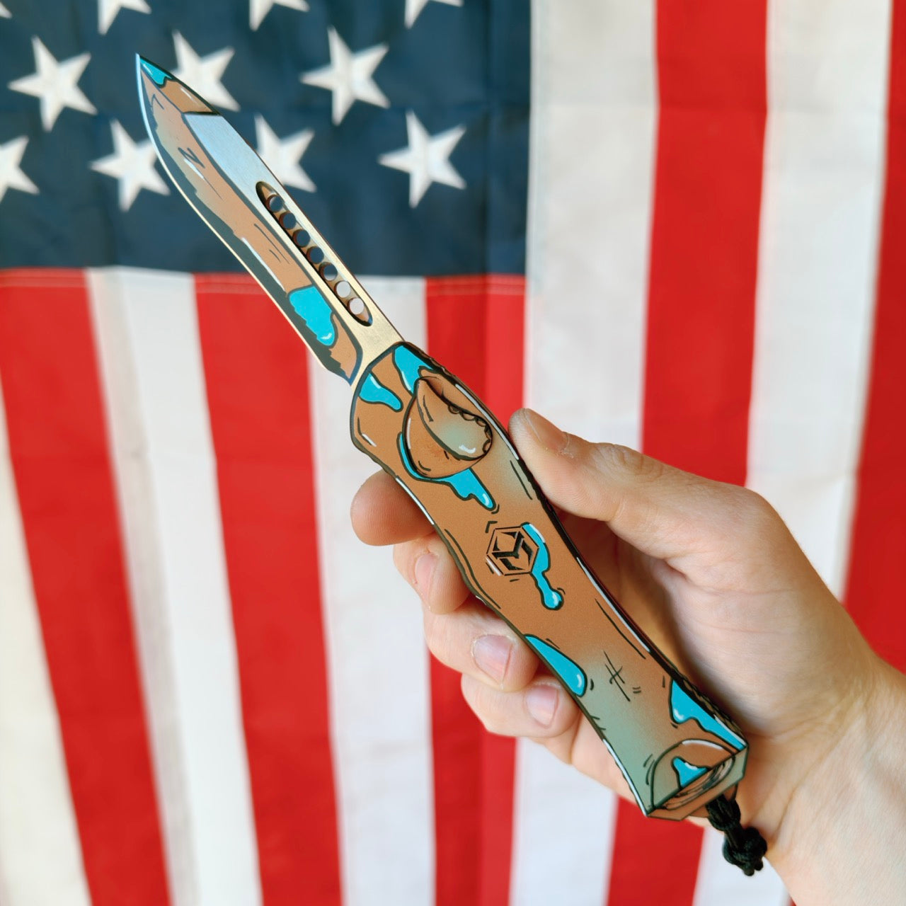 Heretic Hydra V4 RE Shipwreck Cel Shade Automatic Knife, Recurve Blade, Single-Action OTF, Made in USA (H408-CS-SHIP)