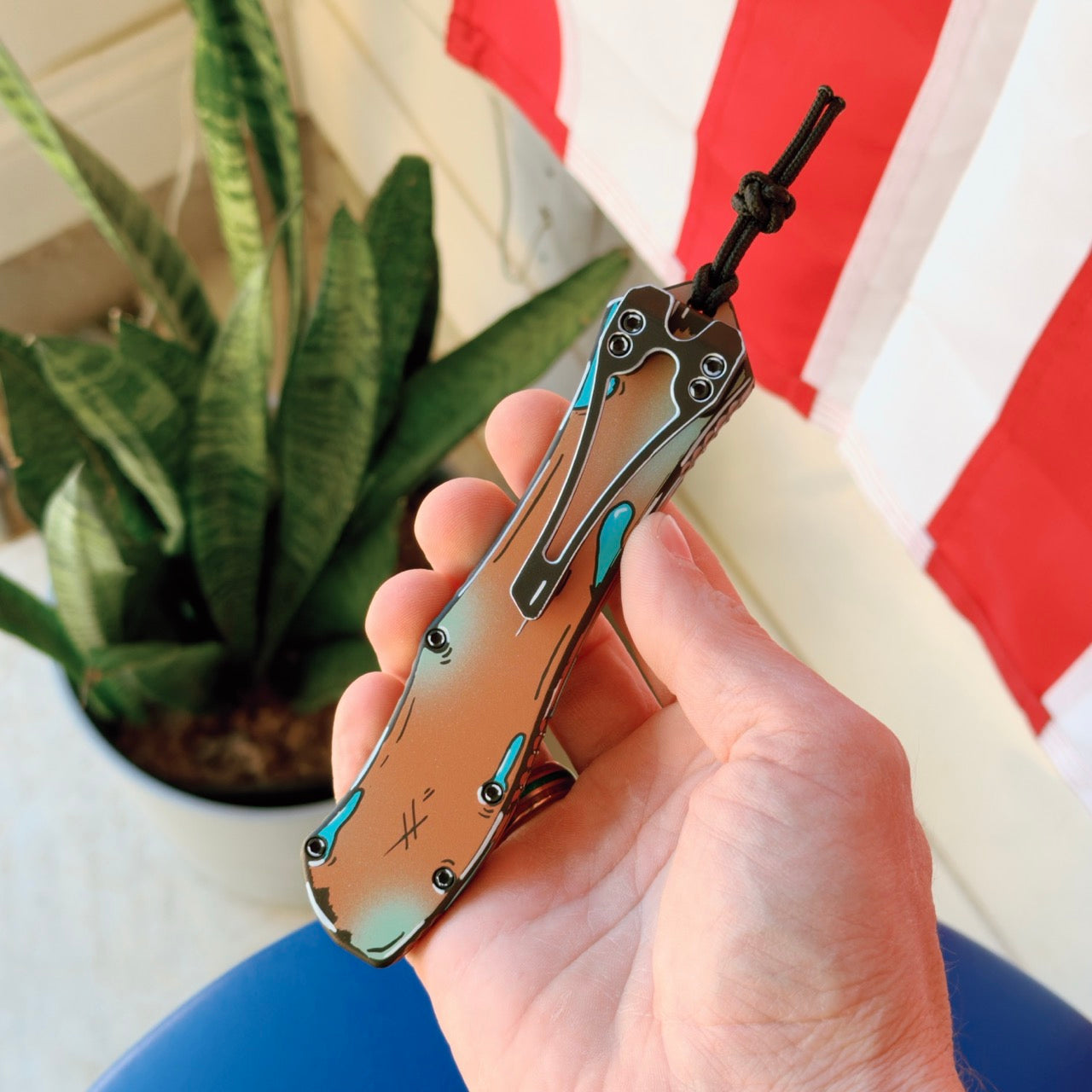 Heretic Hydra V4 RE Shipwreck Cel Shade Automatic Knife, Recurve Blade, Single-Action OTF, Made in USA (H408-CS-SHIP)