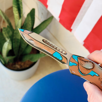 Heretic Hydra V4 RE Shipwreck Cel Shade Automatic Knife, Recurve Blade, Single-Action OTF, Made in USA (H408-CS-SHIP)