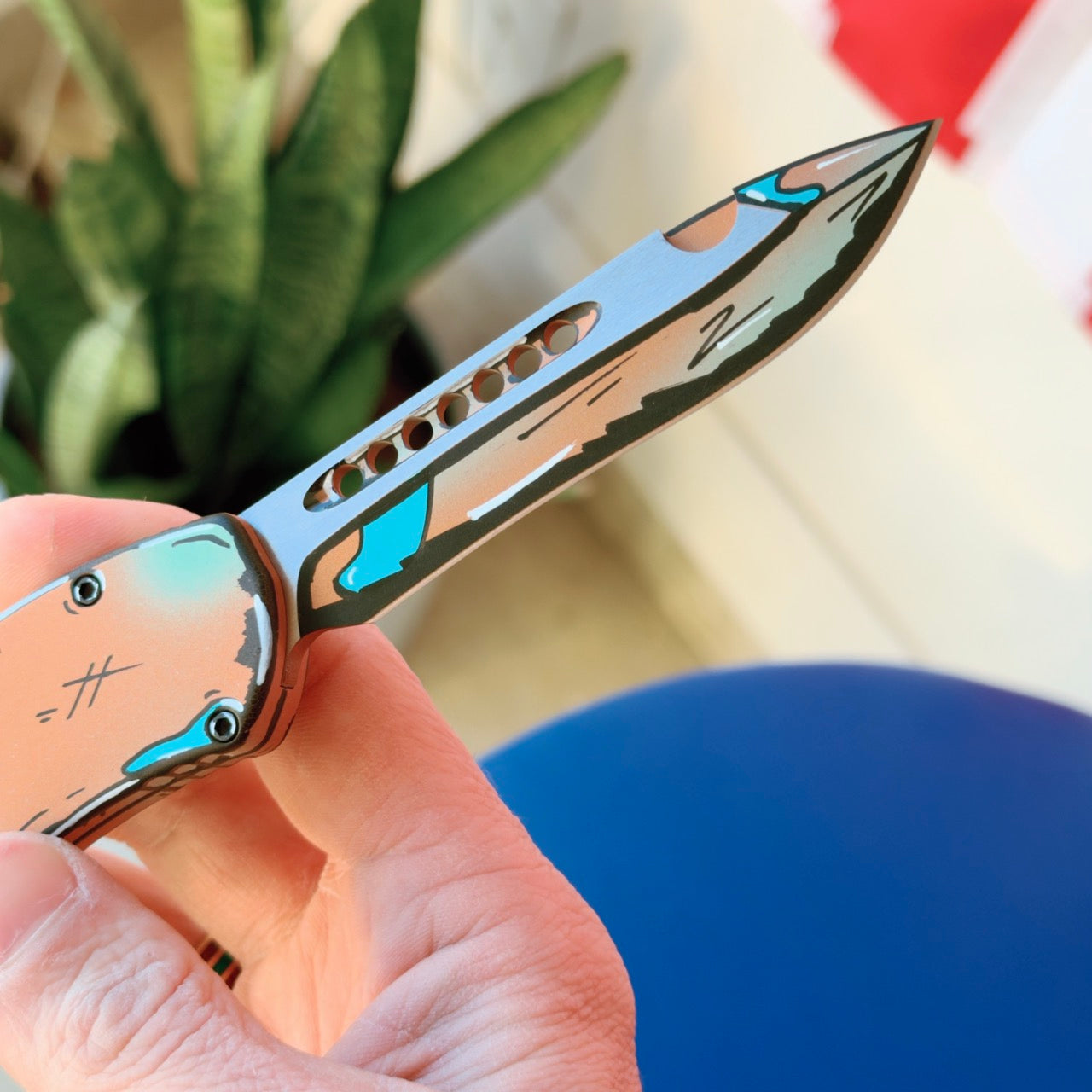 Heretic Hydra V4 RE Shipwreck Cel Shade Automatic Knife, Recurve Blade, Single-Action OTF, Made in USA (H408-CS-SHIP)