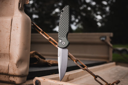 Pro-Tech TR-3 Tactical Response 3 Auto 3.5" – Green Fish Scale Handle, 154CM Stonewash Clip Point – Made in USA (TR-3 X1 SW Green)