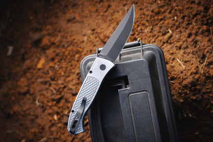 Pro-Tech Brend Classic Auto, Walter Brend Design, DLC Black MagnaCut, Diamond Textured Grey Aluminum, Serialized of 65, CCKS Fall 2026 - Made in USA (CCKSF26.Brend.1)