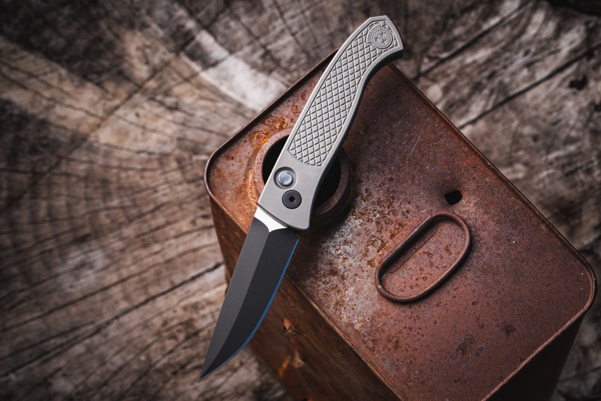 Pro-Tech Brend Classic Auto Custom 003, Walter Brend Design, Two Tone DLC MagnaCut with Satin Flats, Blasted 17-4 Steel Handles, 1 of 10 - Made in USA (2026 Brend Classic Custom 003)