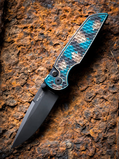 Pro-Tech TR-3 Integrity Knife – “Shipwreck” Anodized Handle, DLC MagnaCut Blade, Manual Thumb Stud, 3.5″ – Made in USA (INT1106-SHIPWRECK)