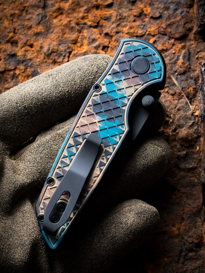Pro-Tech TR-3 Integrity Knife – “Shipwreck” Anodized Handle, DLC MagnaCut Blade, Manual Thumb Stud, 3.5″ – Made in USA (INT1106-SHIPWRECK)
