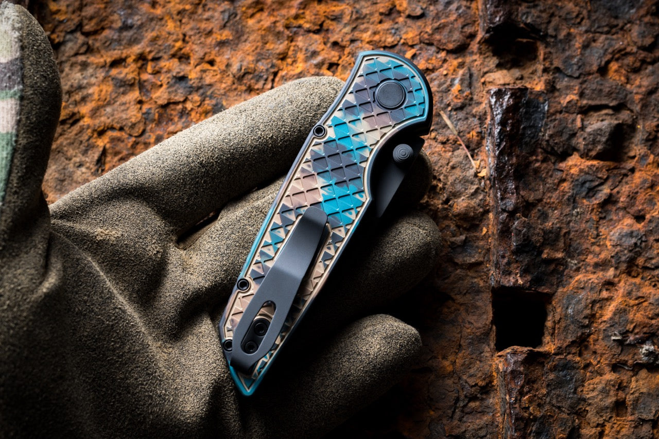 Pro-Tech TR-3 Integrity Knife – “Shipwreck” Anodized Handle, DLC MagnaCut Blade, Manual Thumb Stud, 3.5″ – Made in USA (INT1106-SHIPWRECK)