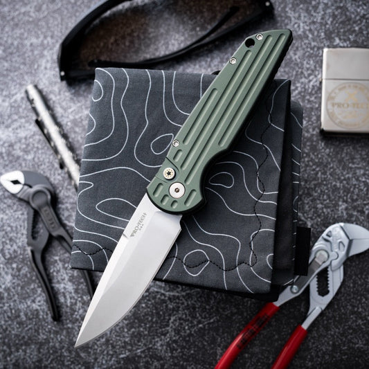 Pro-Tech Tactical Response 3 - BST26 Grooved Green / Stonewash 154-CM