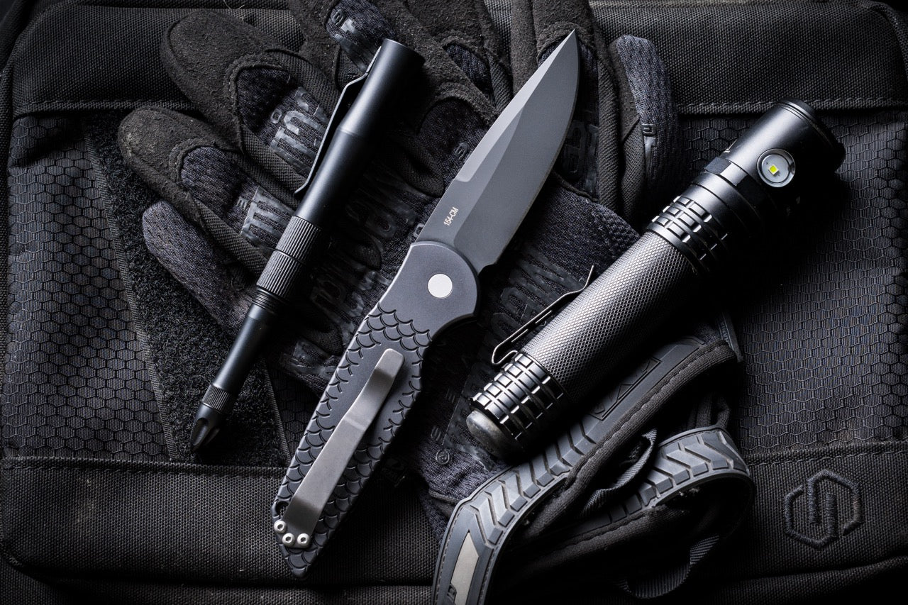 Pro-Tech TR-3 X1 Military Issue Black Fish Scale, 3.5 inch Black Clip Point Auto, Made in USA