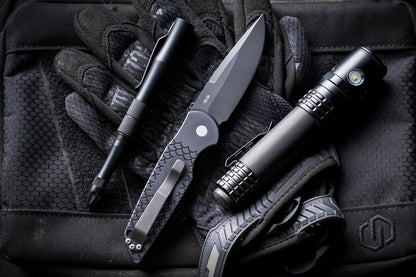 Pro-Tech TR-3 X1 Military Issue Black Fish Scale, 3.5 inch Black Clip Point Auto, Made in USA