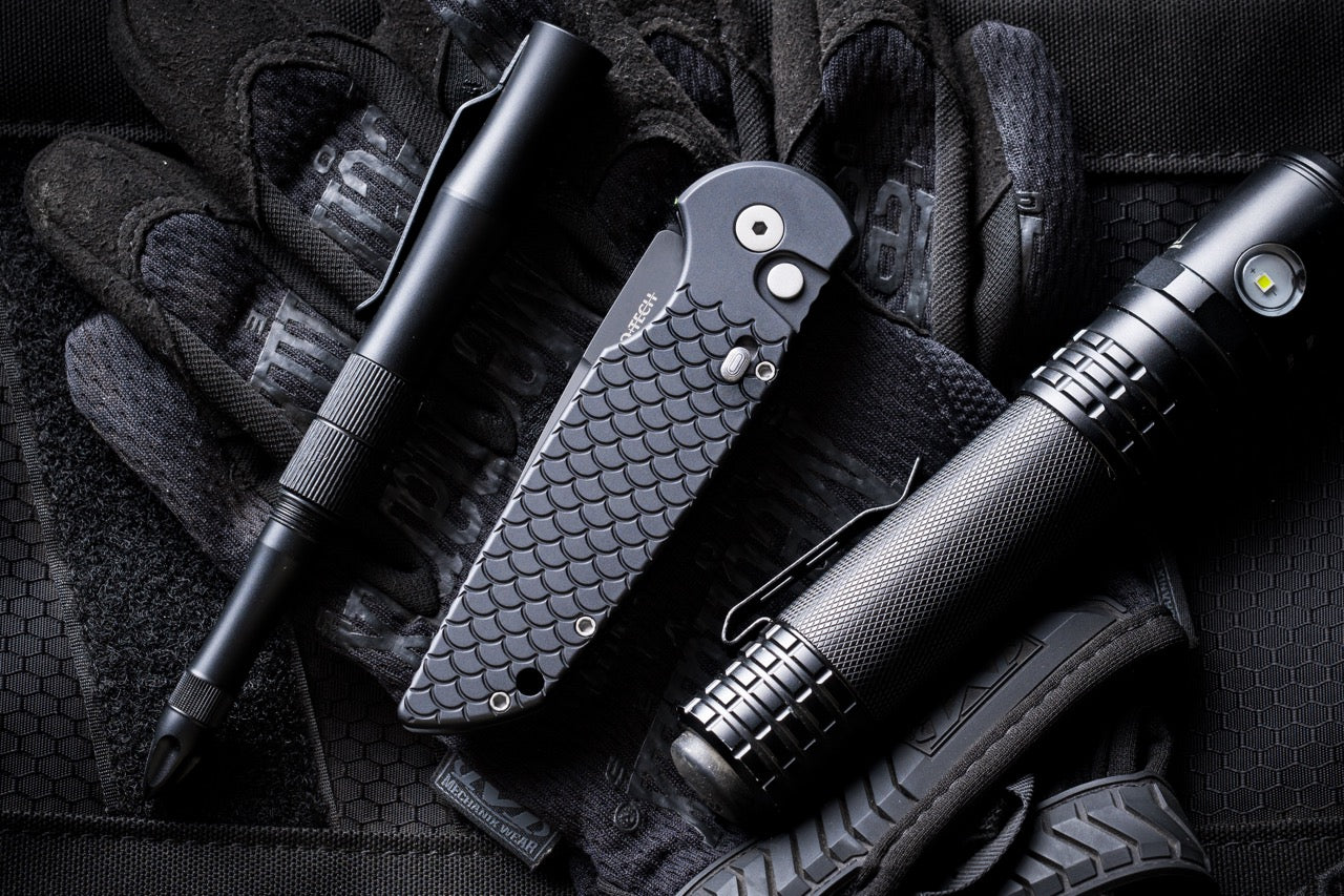 Pro-Tech TR-3 X1 Military Issue Black Fish Scale, 3.5 inch Black Clip Point Auto, Made in USA