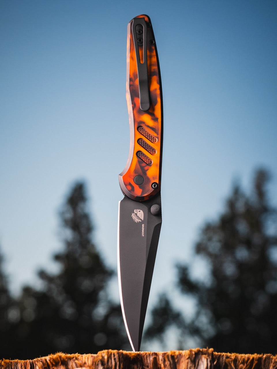 Pro-Tech Avalon - Del Fuego Aluminum, DLC CPM-MagnaCut Manual - Made in USA (PN1104-DF)