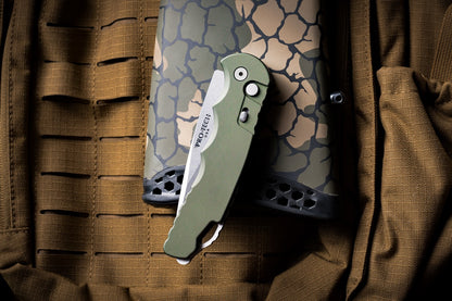 Pro-Tech Tactical Response 4 Auto - Solid Green Aluminum, Stonewash CPM-MagnaMax, 4in Saber Grind - Made in USA (T4101 MM Green)