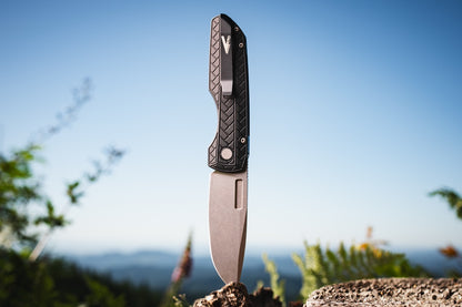 Pro-Tech Vero Synapse 2 Auto - Black Herringbone Aluminum, Stonewash CPM-MagnaMax - Made in USA (VERO2105 MM)