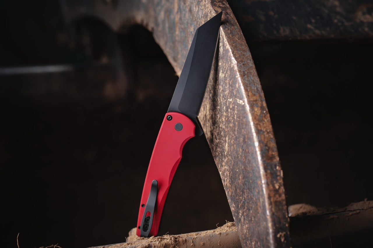 Pro-Tech Malibu - Red Aluminum, DLC CPM-MagnaCut Reverse Tanto, Button Lock Flipper - Made in USA (5403-Red)