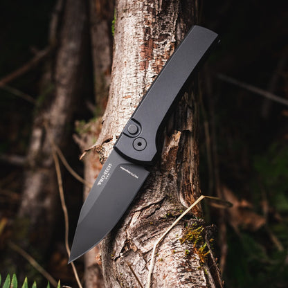 Pro-Tech Scapegoat Compact Auto Knife – Black Aluminum, MagnaMax DLC, Automatic – Made in USA (RCS1103-SWAT)