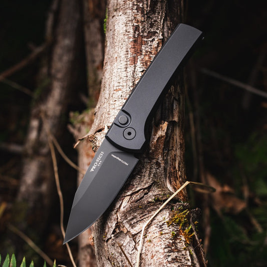 Pro-Tech Scapegoat Compact Auto Knife – Black Aluminum, MagnaMax DLC, Automatic – Made in USA (RCS1103-SWAT)