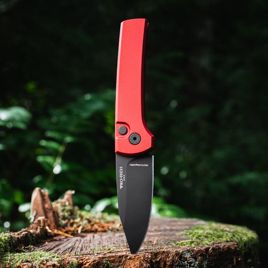 Pro-Tech Scapegoat Compact Auto Knife – Red Aluminum, MagnaMax DLC, Automatic – Made in USA (RCS1103-Red)
