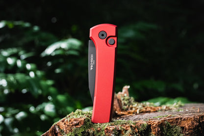 Pro-Tech Scapegoat Compact Auto Knife – Red Aluminum, MagnaMax DLC, Automatic – Made in USA (RCS1103-Red)