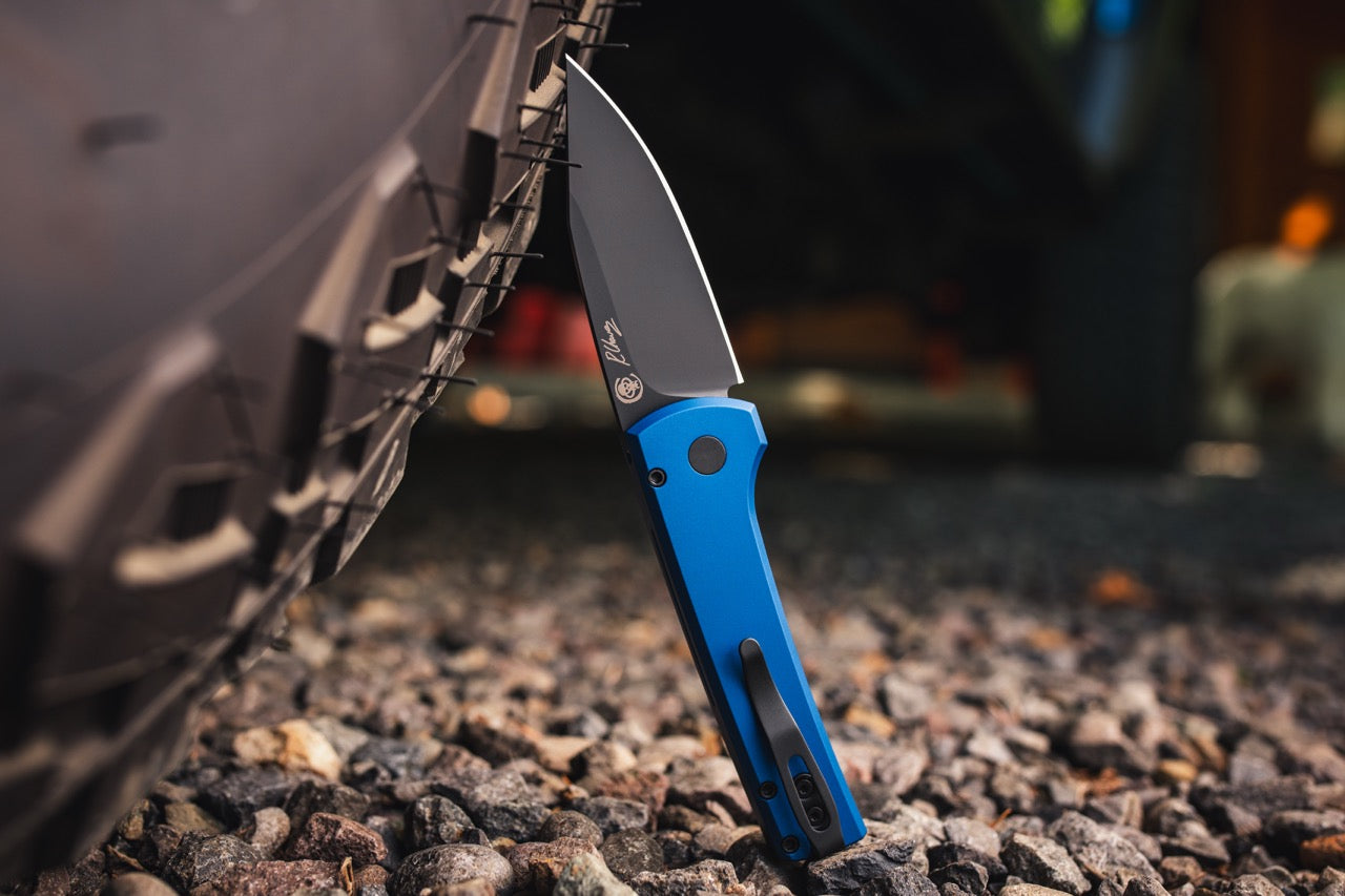 Pro-Tech Scapegoat Compact Auto - Solid Blue Aluminum, DLC CPM-MagnaMax - Made in USA (RCS1103-Blue)