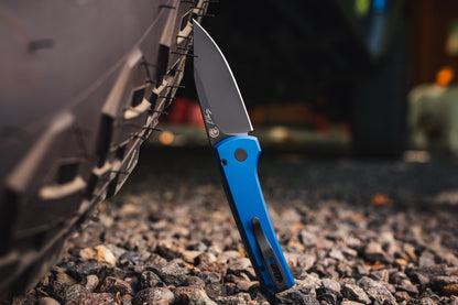 Pro-Tech Scapegoat Compact Auto - Solid Blue Aluminum, DLC CPM-MagnaMax - Made in USA (RCS1103-Blue)