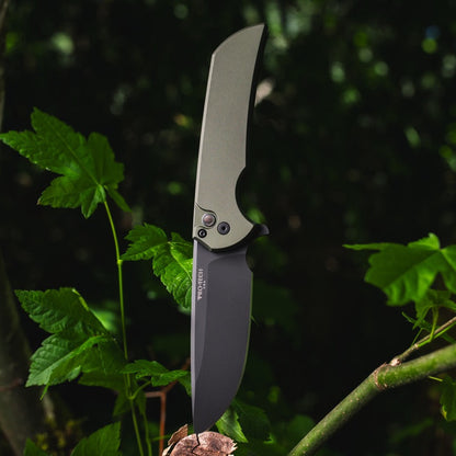 Pro-Tech Mordax - Solid Green Aluminum, DLC CPM-MagnaCut, Button Lock Flipper - Made in USA (MX103-LTD Green)