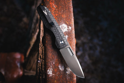 Pro-Tech Vero Synapse 2, 3.5" Smoky Grey MagnaCut, Black Herringbone Textured Aluminum, Serialized of 50, CCKS Fall 2026 - Made in USA (CCKSF26.VERO.1)