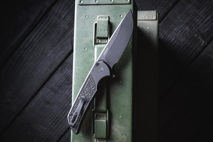 Pro-Tech Mordax 3.75" Button Lock Flipper – NEXUS Textured Black, DLC MagnaCut Drop Point – Ferrum Forge Design – Made in USA (MX106-NEXUS)