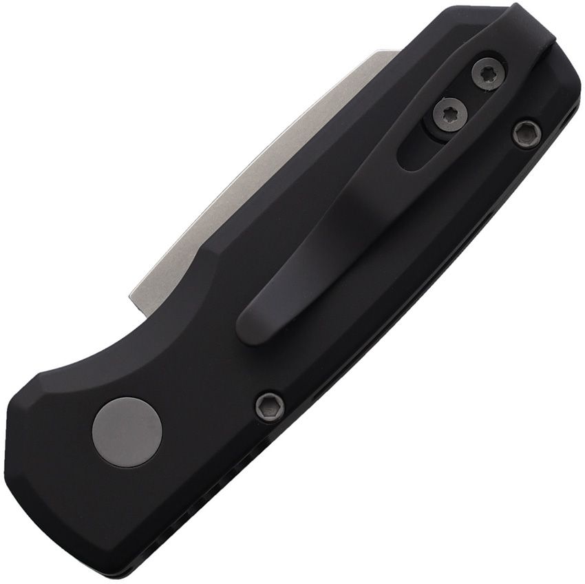 Runt 5 Automatic Knife – Black Aluminum Handle, 2″ Stonewash CPM-20CV Reverse Tanto Blade (PTKR5201)
