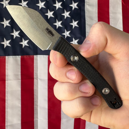 Hellbender Blade Co. Newt 2" Fixed Blade – Black G10, MagnaCut Satin Sheepsfoot, Kydex Sheath – Made in USA