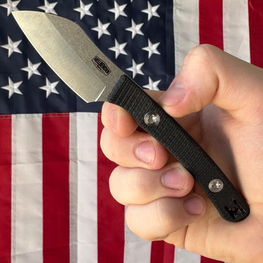 Hellbender Blade Co. Newt 2" Fixed Blade – Black G10, MagnaCut Satin Sheepsfoot, Kydex Sheath – Made in USA