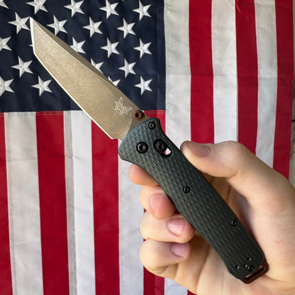 Benchmade Bailout - S90V FDE Tanto, Taiga Green Aluminum - Made in USA (537FE-2601)