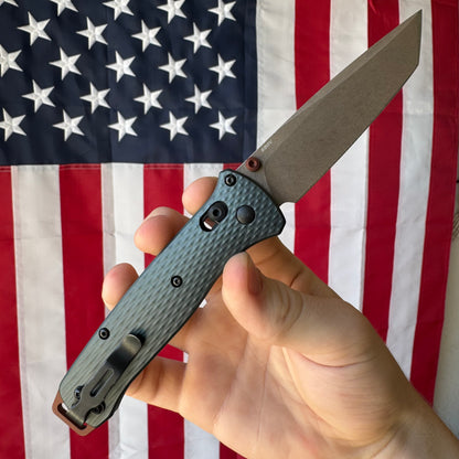Benchmade Bailout - S90V FDE Tanto, Taiga Green Aluminum - Made in USA (537FE-2601)